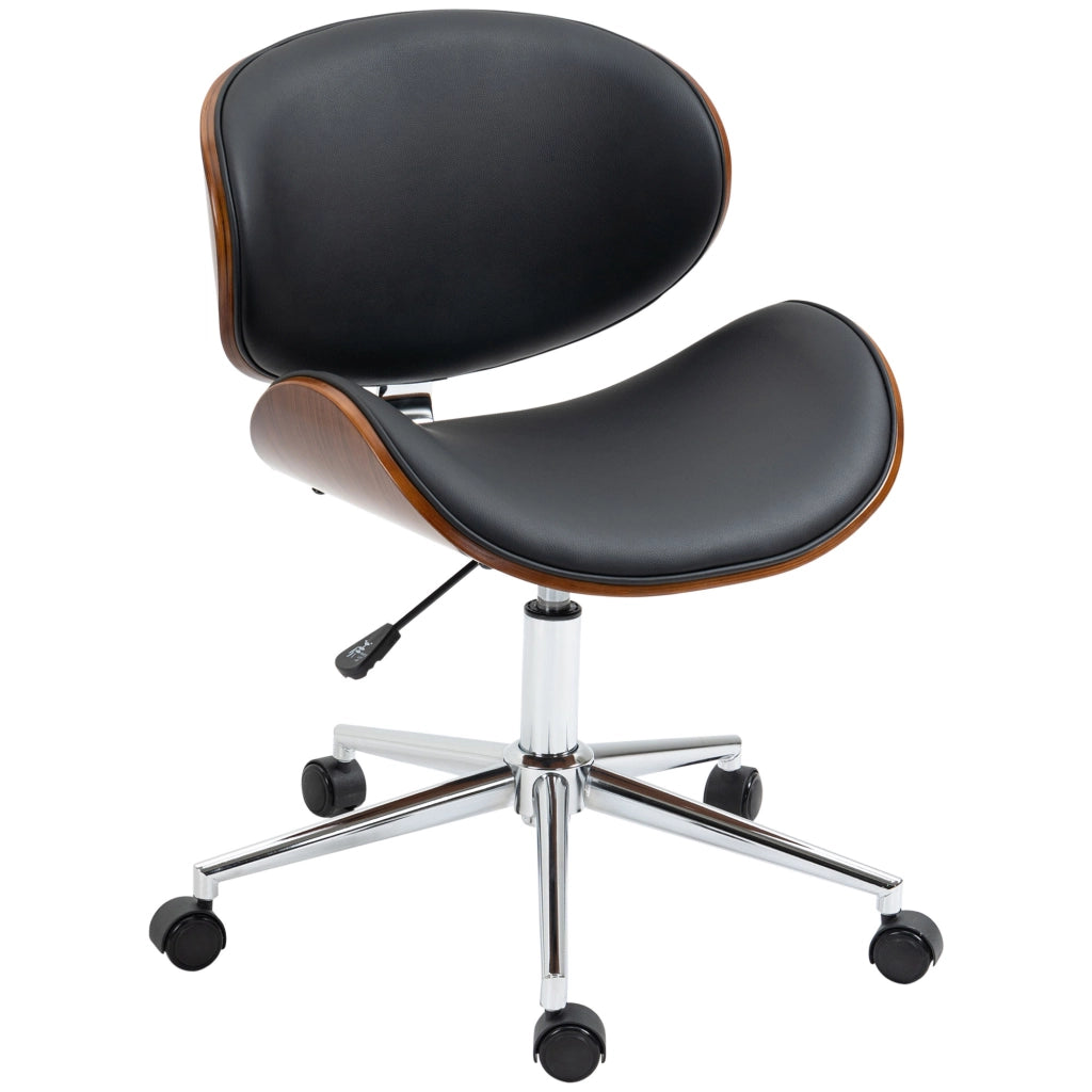 Sedia da ufficio vintage regolabile in altezza girevole 360¡ã ¨C zephmum ¨C legno di pioppo rivestimento sintetico 53x53x77-87 cm