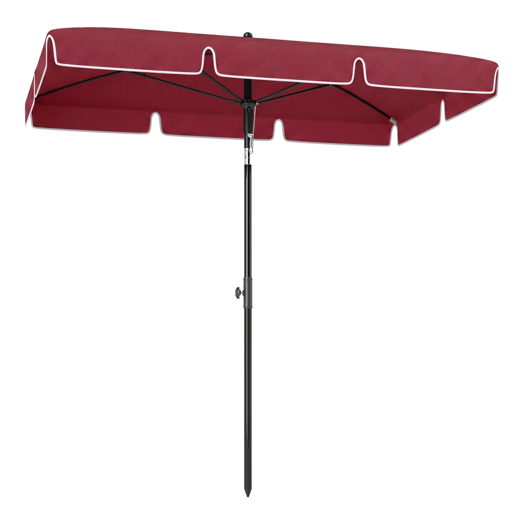 Ombrellone da Giardino Rettangolare ¨C zephmum ¨C 2x2.4 m Rosso e Nero