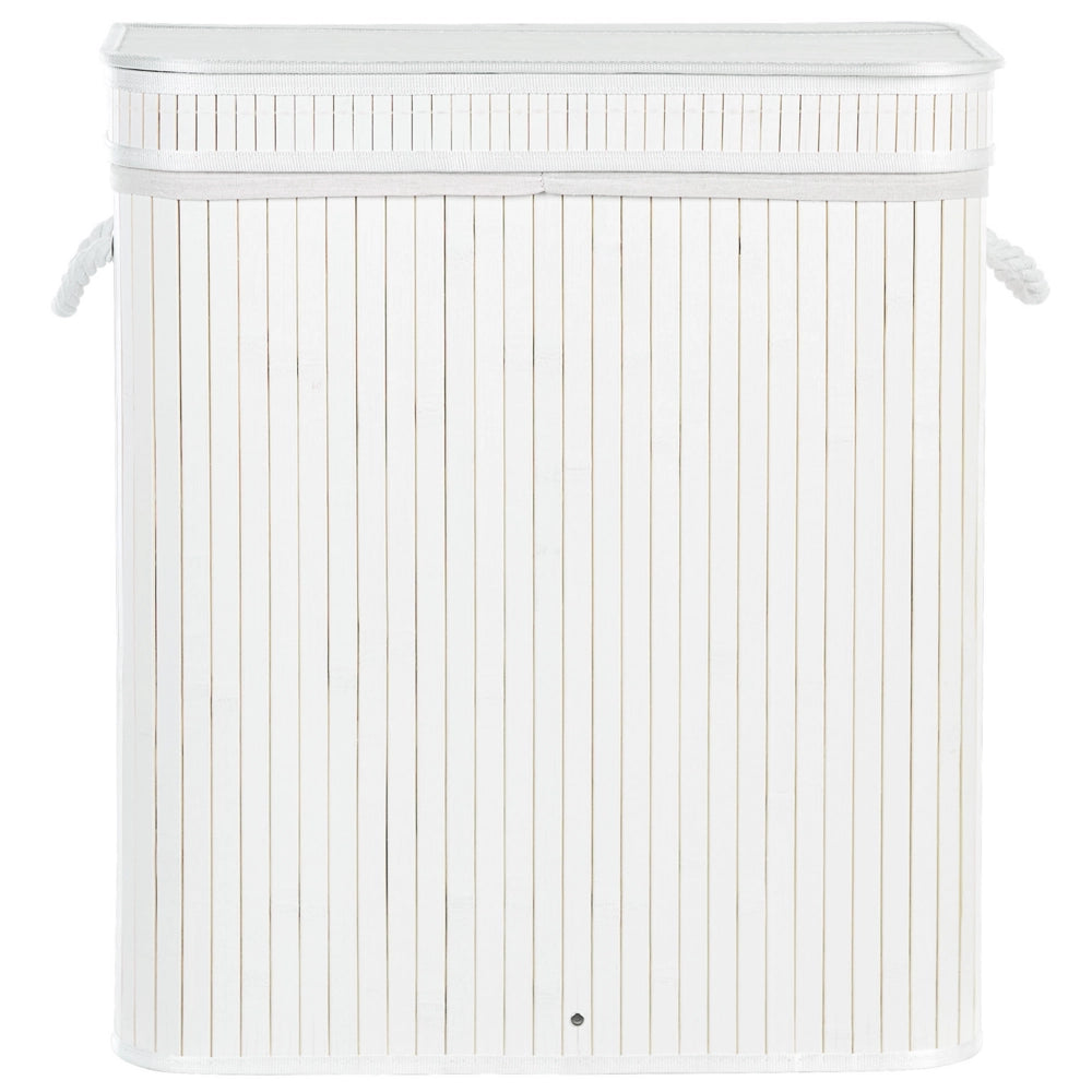Cestino portaoggetti in bambù bianco con coperchio Cestino per biancheria Accessori pratici lavanderia bucato