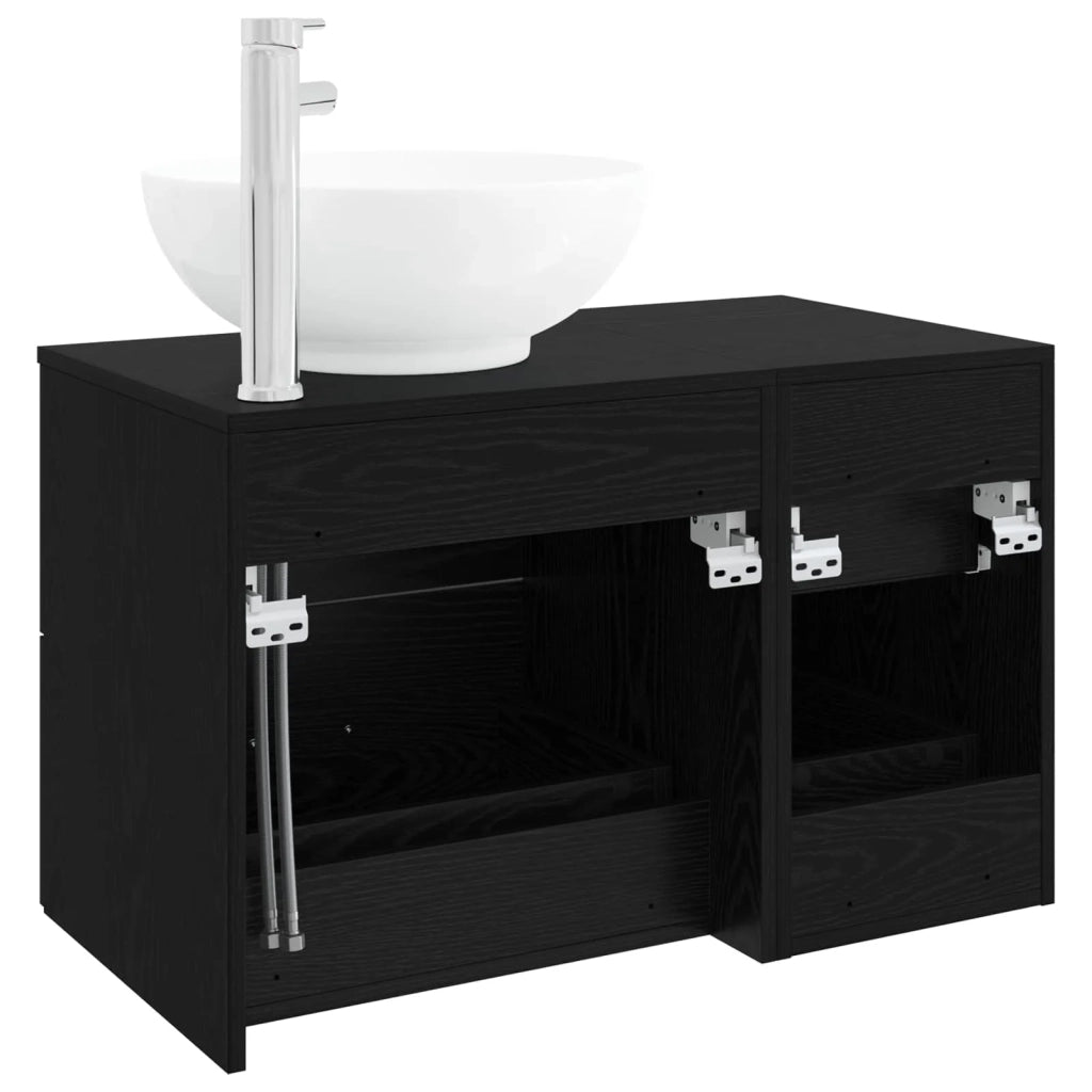 Set di mobili per il bagno 2 pz Rovere Nero 3403993