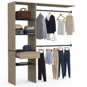 IDMarket - MELINE 160 x 40 x 180 cm set spogliatoio in faggio con ripiani neri + cassetto + armadio doppio