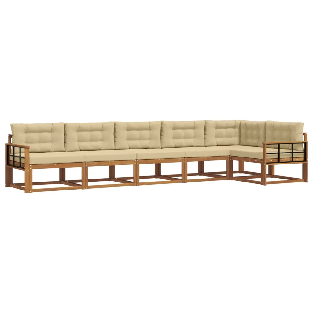 Set di divani da esterno con cuscino 6 pcs Naturale e Beige 3367661