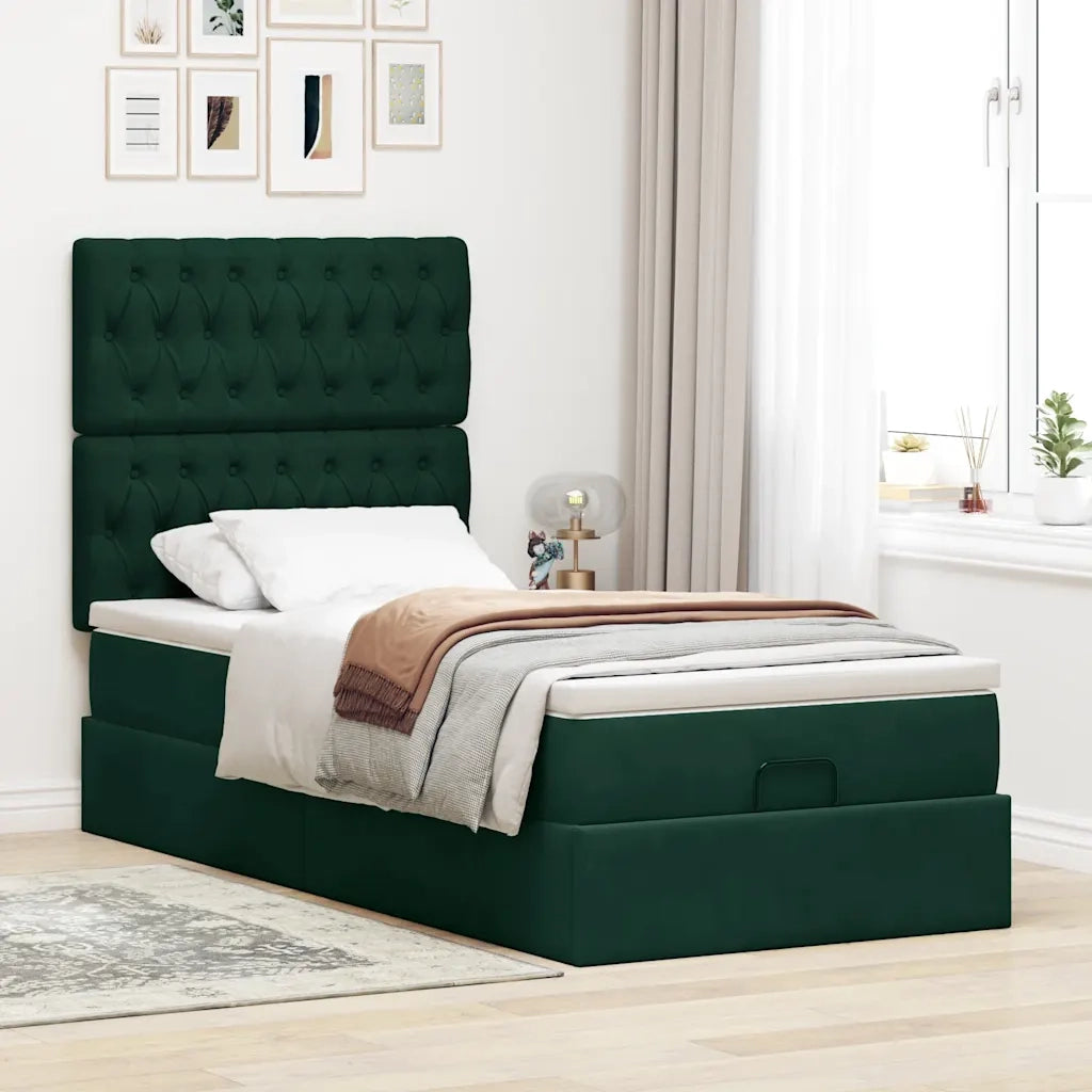 Struttura Letto Pouf con Materassi 80x200 cm Velluto