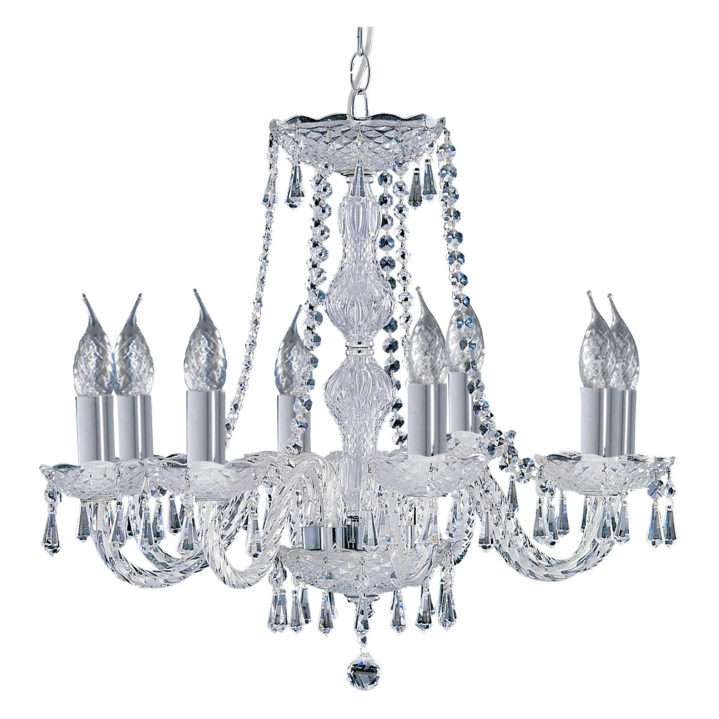 Lampadario Hale 8Lt - Metallo cromato e cristallo trasparente