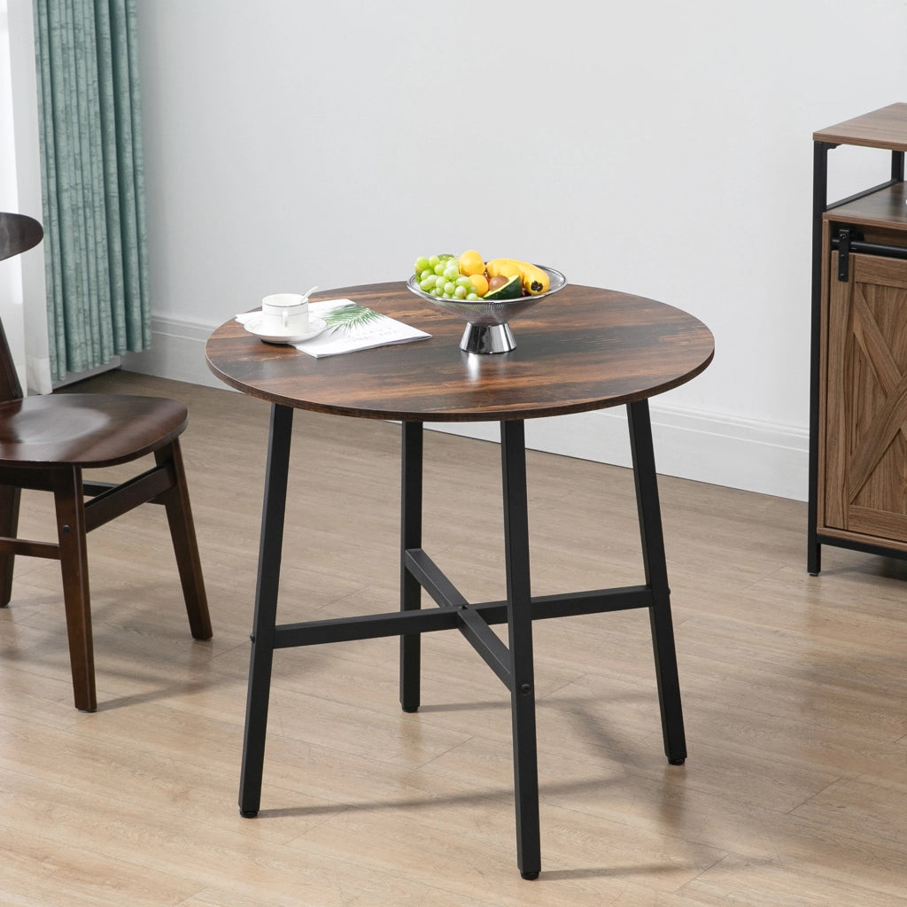 Tavolo da pranzo - per 4 persone - 80x80x76 cm - acciaio - marrone - per cucina e sala da pranzo