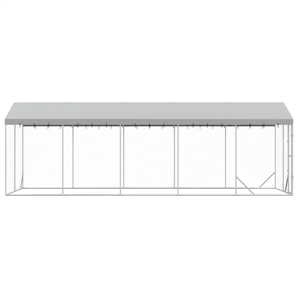 Cuccia Cani da Esterno Tetto Argento 3x7,5x2,5m Acciaio Zincato 3190489