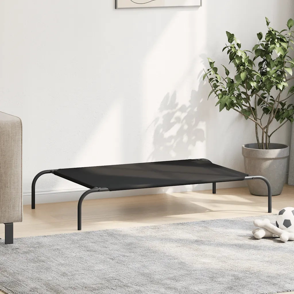 Cuccia per Cani Rialzata Nera 110x65x20cm Tela Oxford e Acciaio 42000839