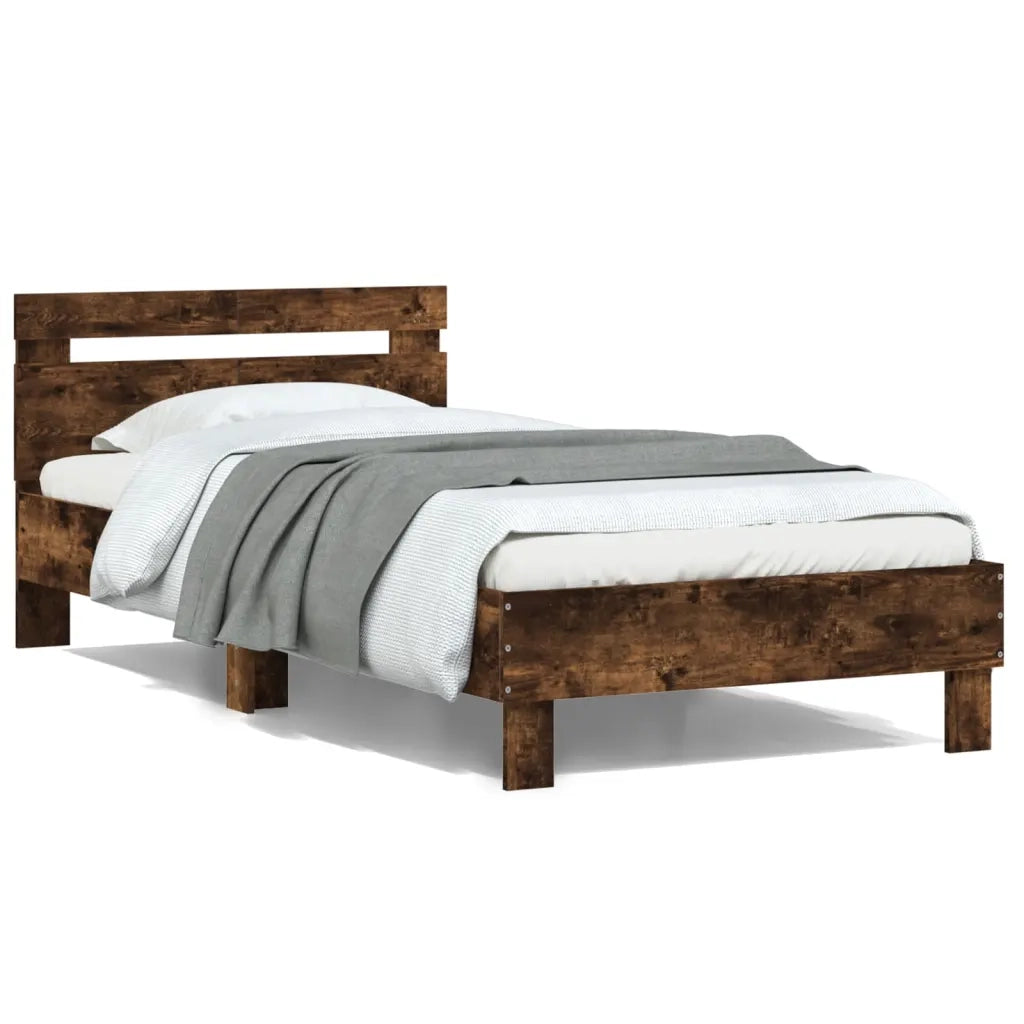 Giroletto con Testiera Rovere Fumo 100x200 cm Legno Multistrato 838530