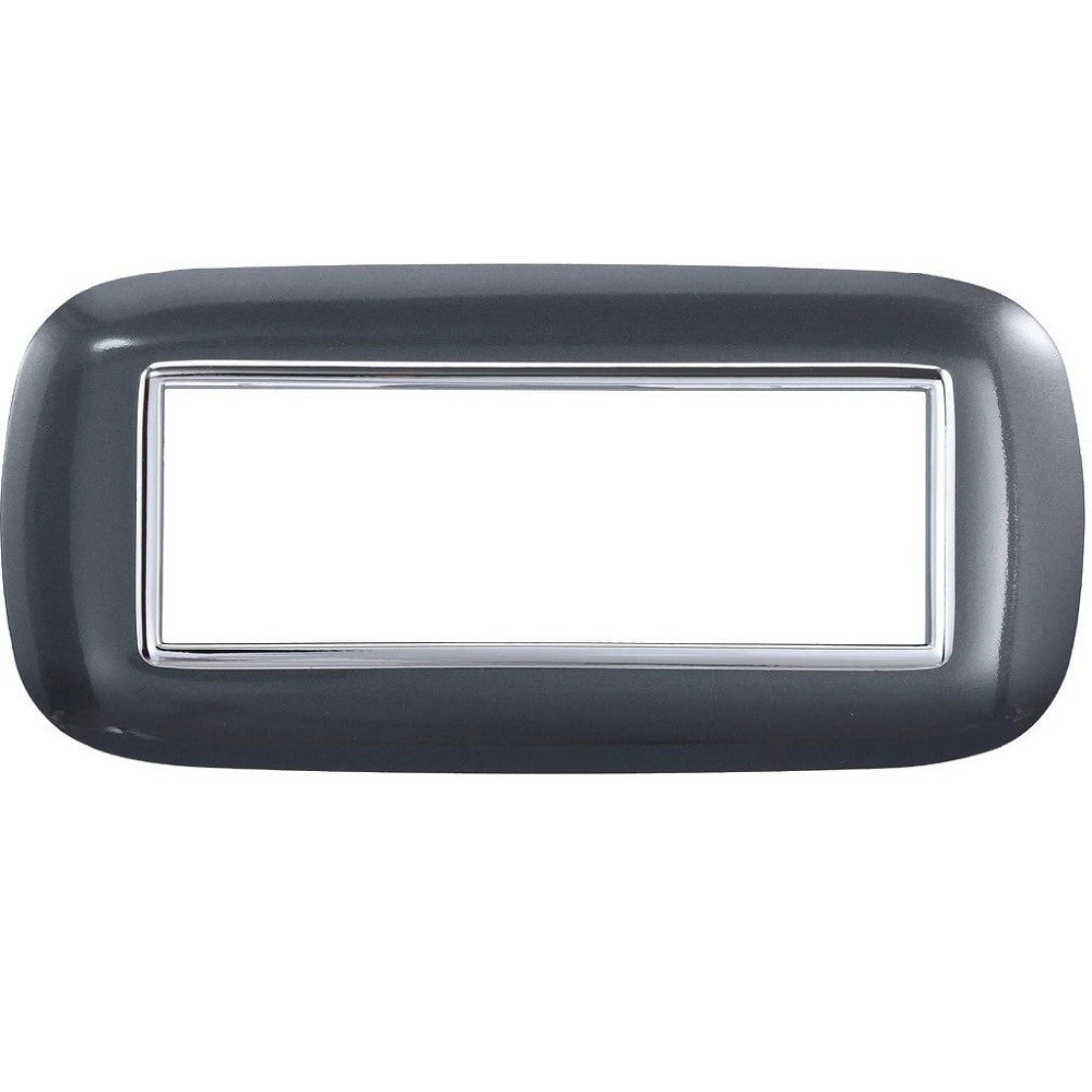 Trade Shop - Placca Oval 3 4 6 Moduli Acciaio Scuro Compatibile Con Bticino Axolute -