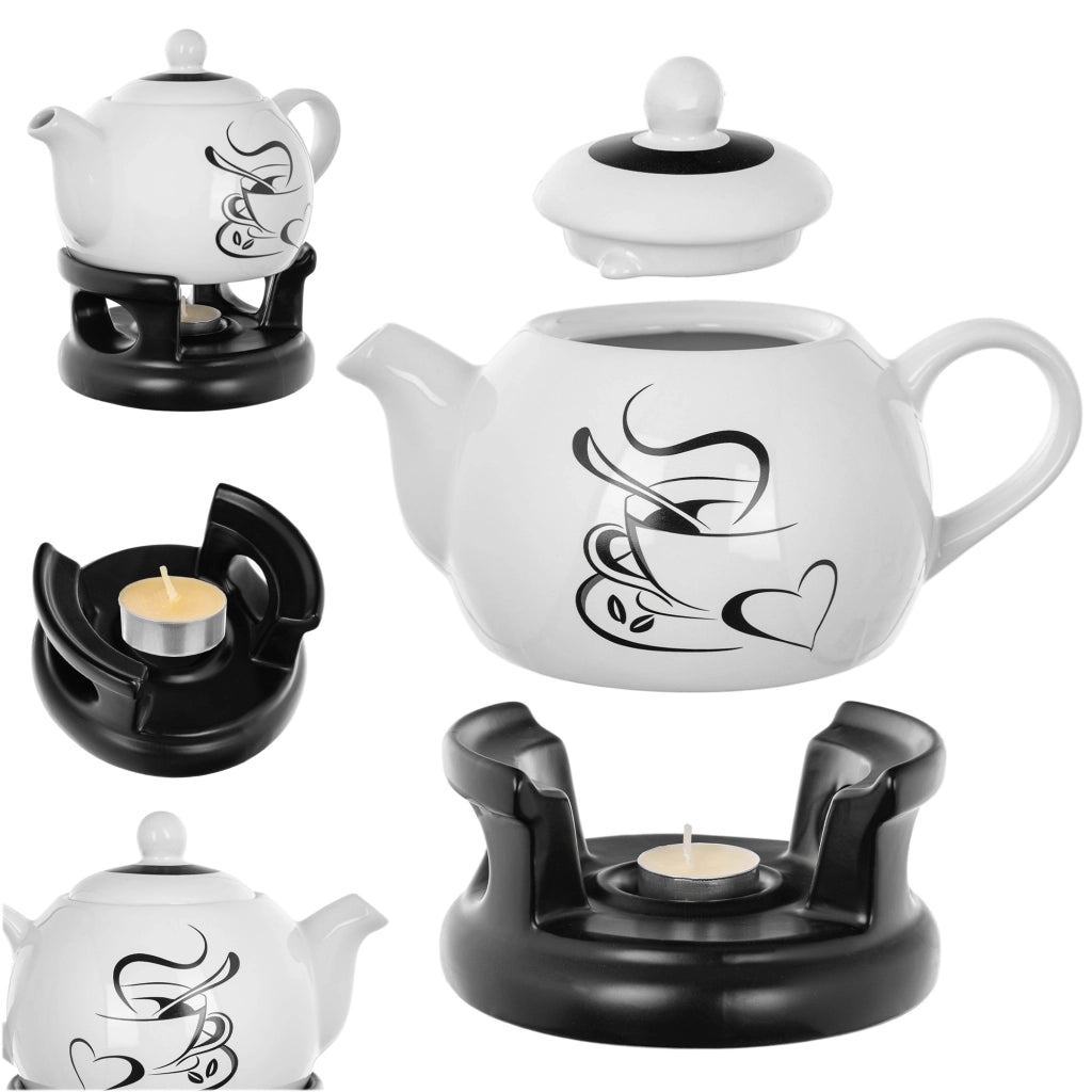 Teiera KADAX con scaldavivande, 1 litro, in ceramica, ideale come regalo.