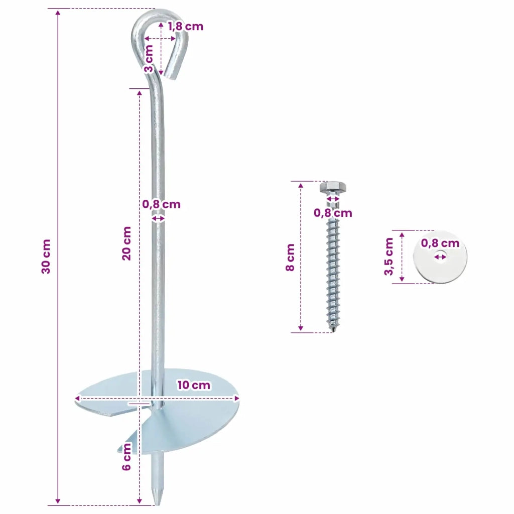 Ancora per Terra 6 pz Argento ?10 x 30 cm Metallo Galvanizzato CFW2515054
