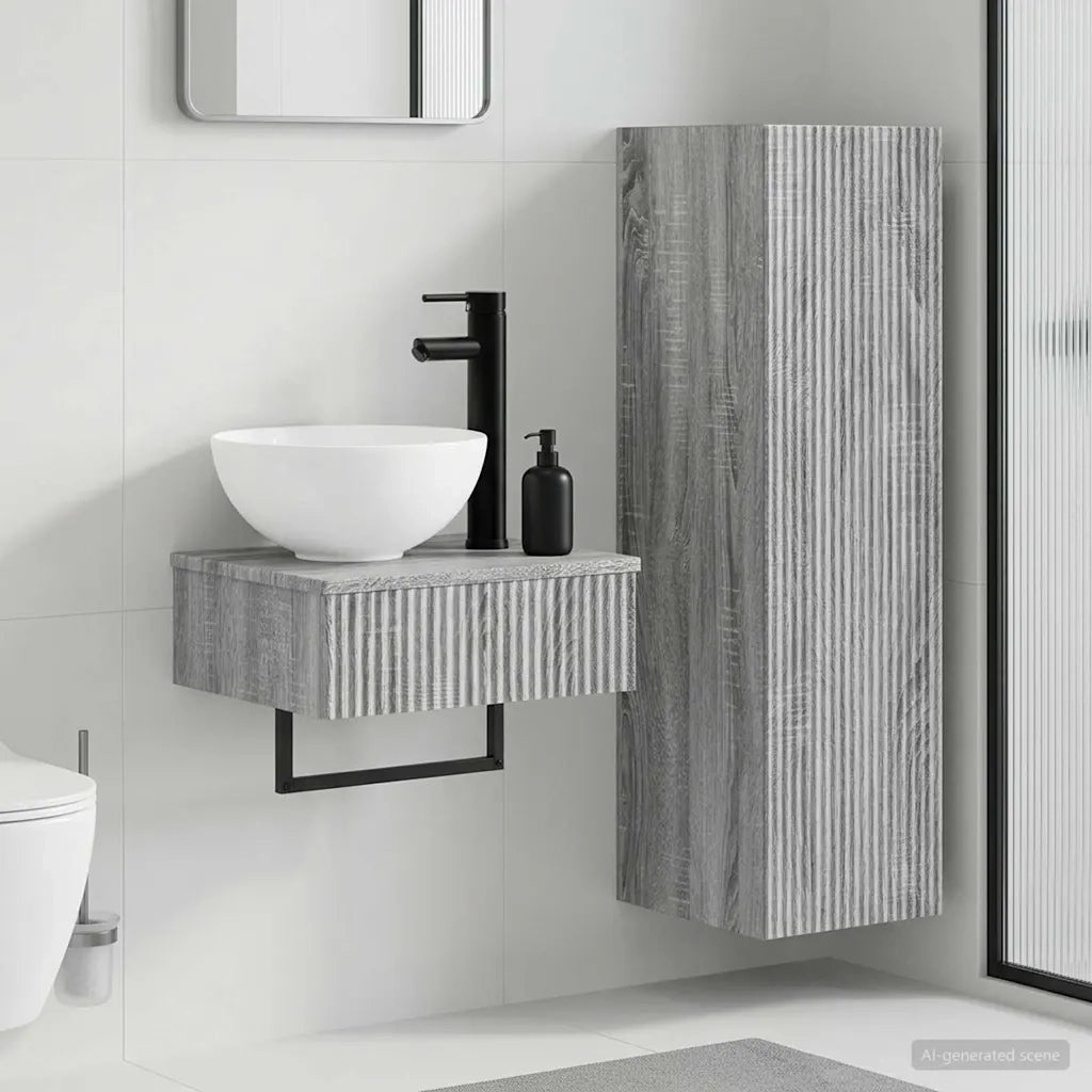 Set di mobili per il bagno 2 pz Sonoma grigio 3406099