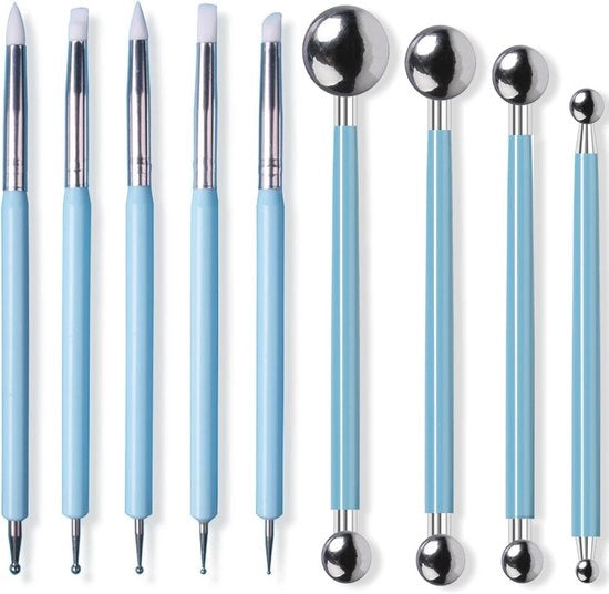 Set di Modellazione Premium a 9 pezzi per Ceramica e Scultura - Blu