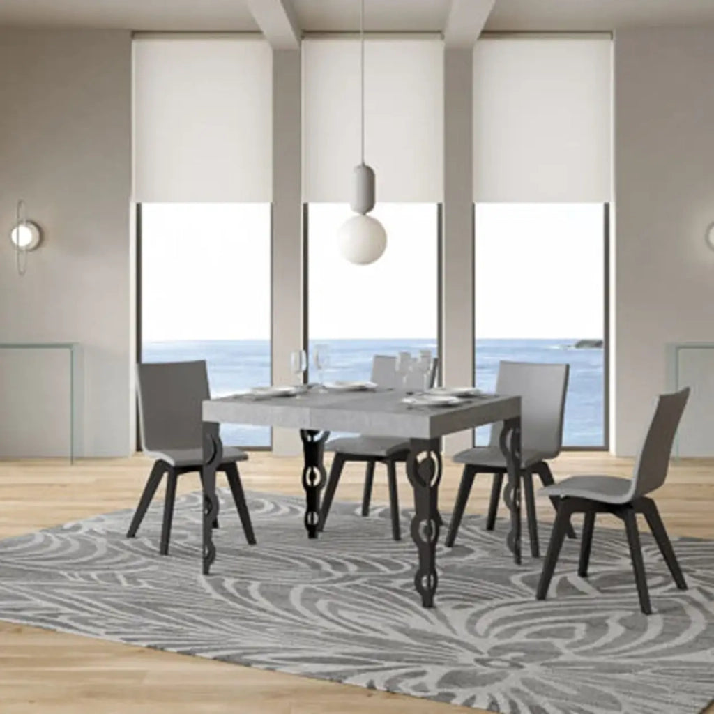 Tavolo allungabile 110/194x70 cm Karamay colore cemento gambe antracite