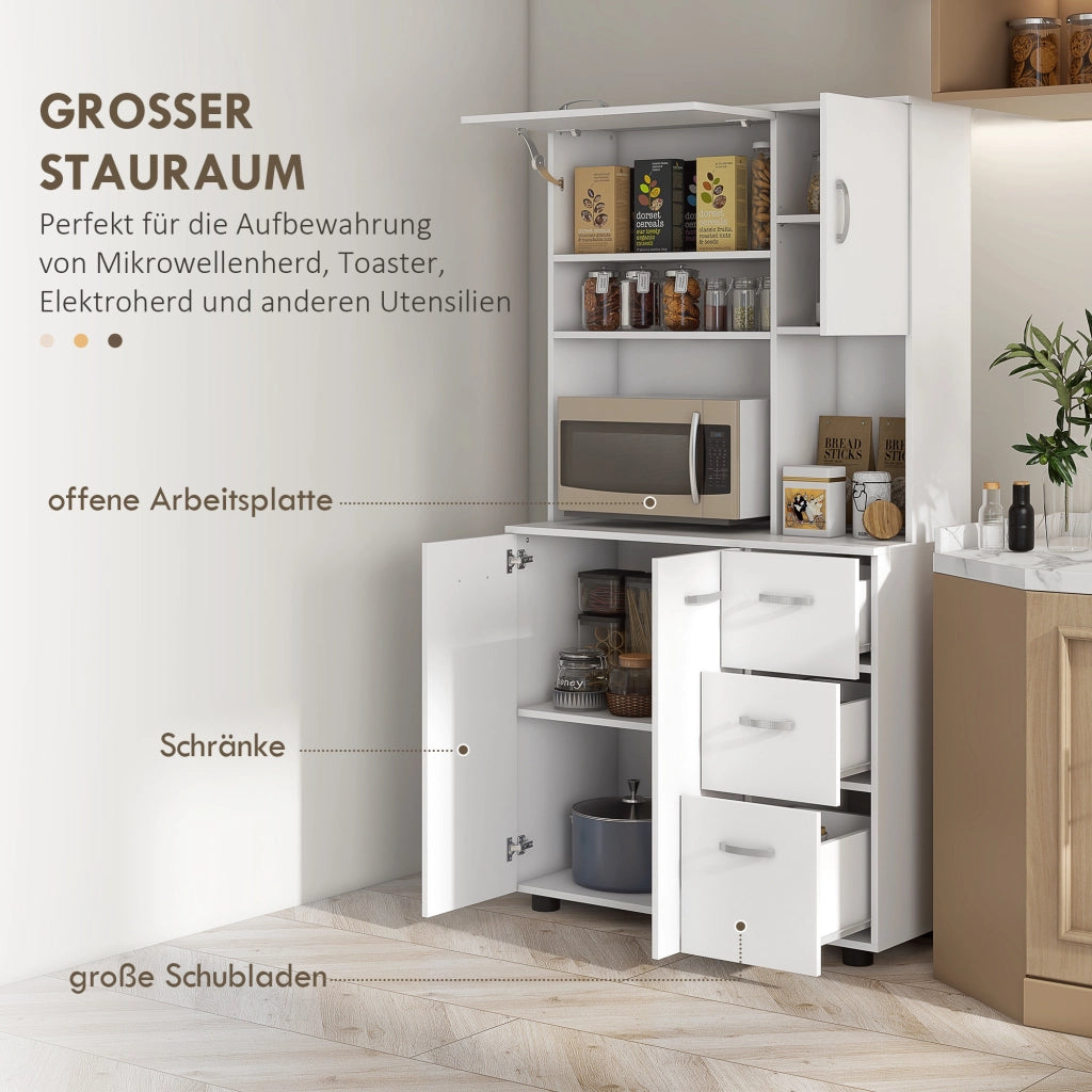 Mobile Cucina con 3 Cassetti e 3 Ripiani ¨C Zephmum ¨C Bianco 89x39.5x168cm