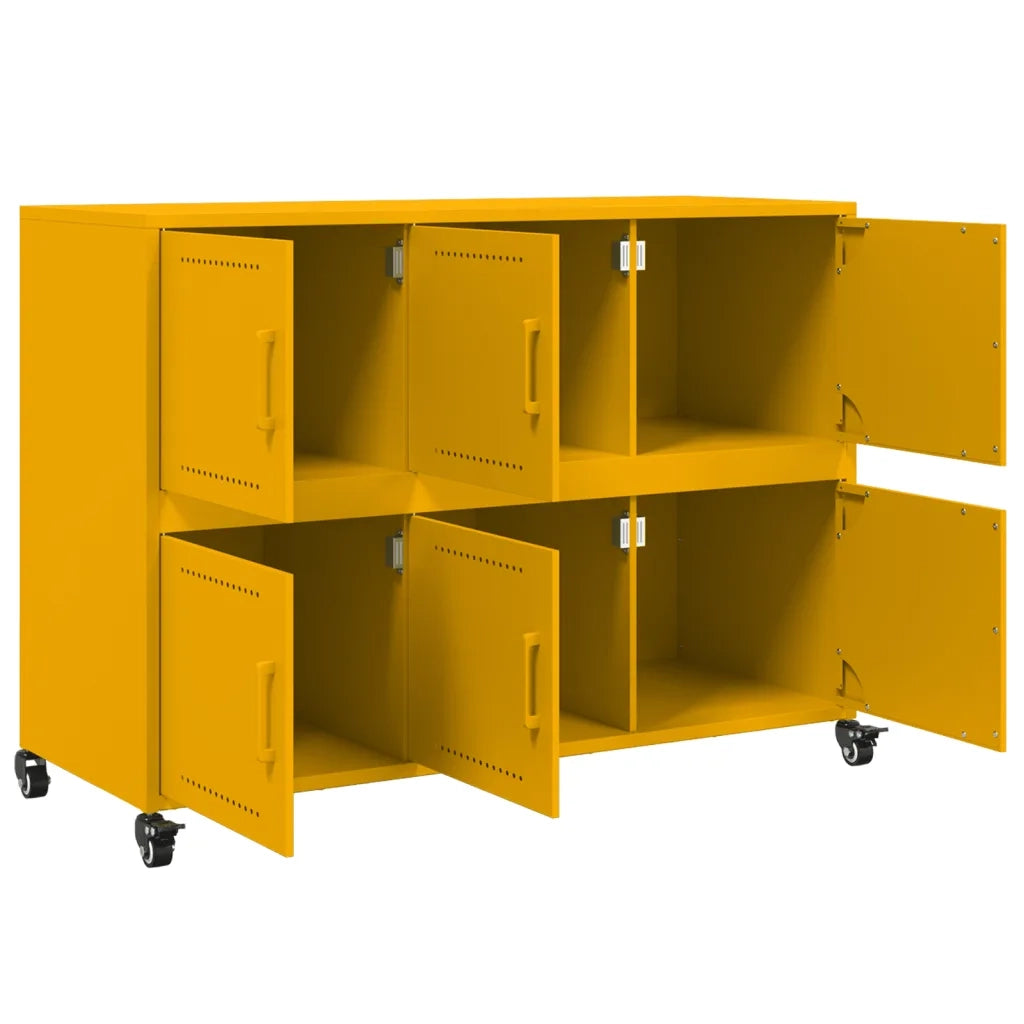 Credenza-Buffet-Armadio da cucina Giallo Senape 100,5x39x72 cm Acciaio Laminato a Freddo