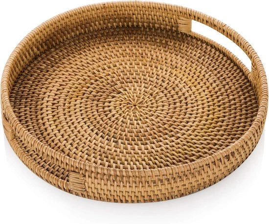 Piatto di servizio a roncola - Intrecciato a mano con rami di roncola - 35cm - Decorativo