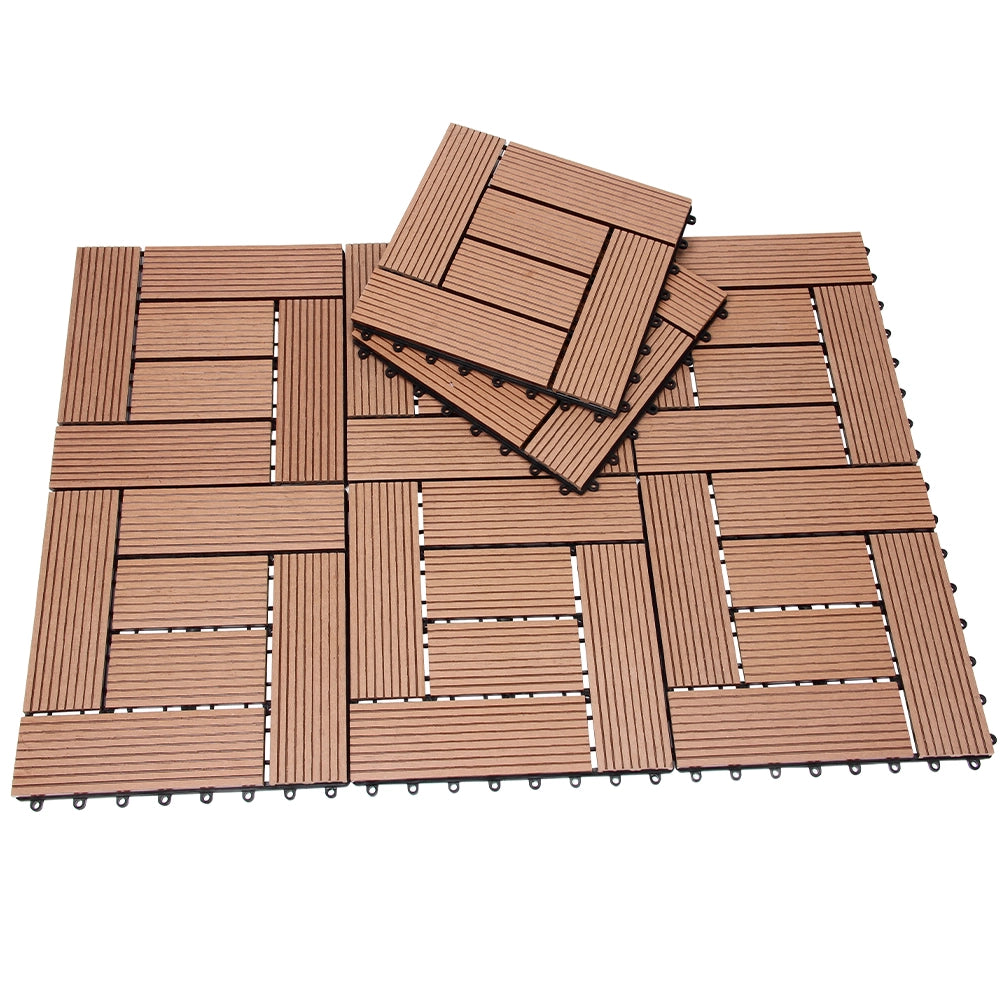 Kit 11 Mattonelle a Incastro per Terrazzo Piastrelle pavimenti 30x30cm in WPC Antiscivolo