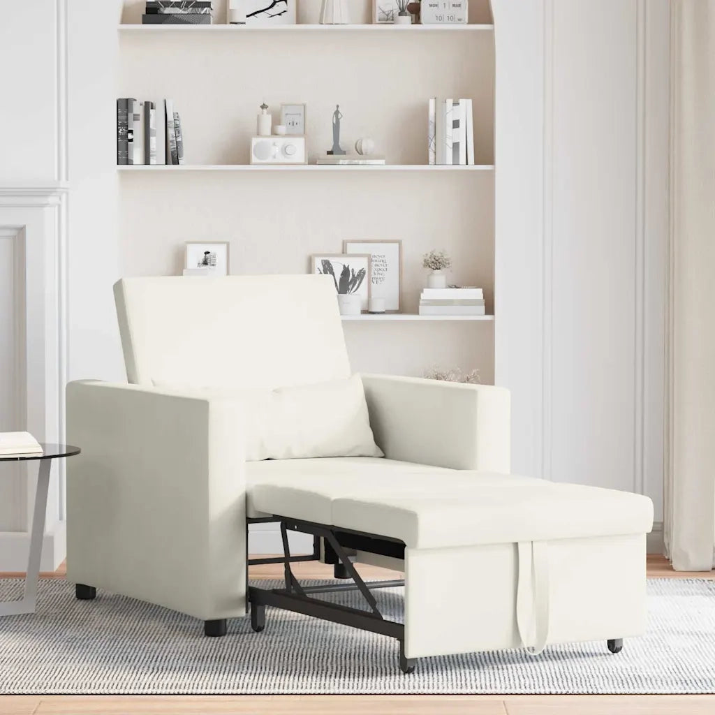Divano letto estraibile singolo con ruote Crema Velluto 42002705