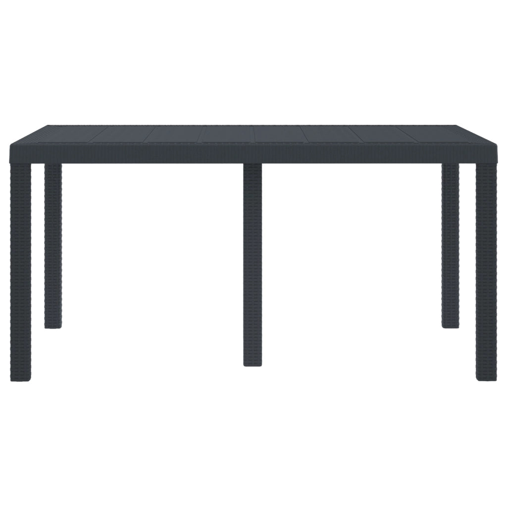 Tavolo da Giardino Antracite 150x100x73 cm in Poly Rattan