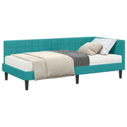 Letto singolo | Letto per adulti | Struttura Letto Angolare con Materasso 2 pcs Turchese Velluto
