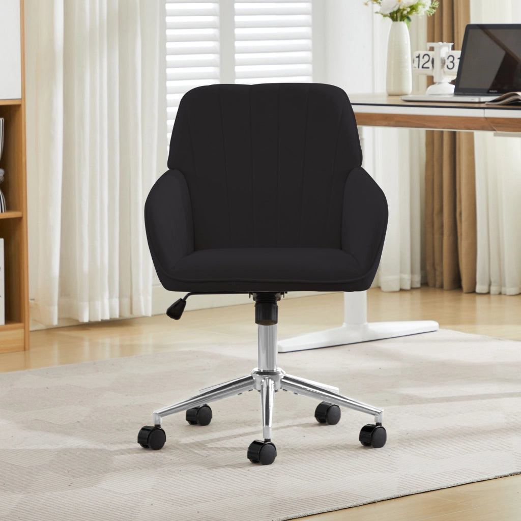 Sedia da ufficio girevole regolabile in altezza con schienale ergonomico e rotelle, per casa e studio, in velluto nero