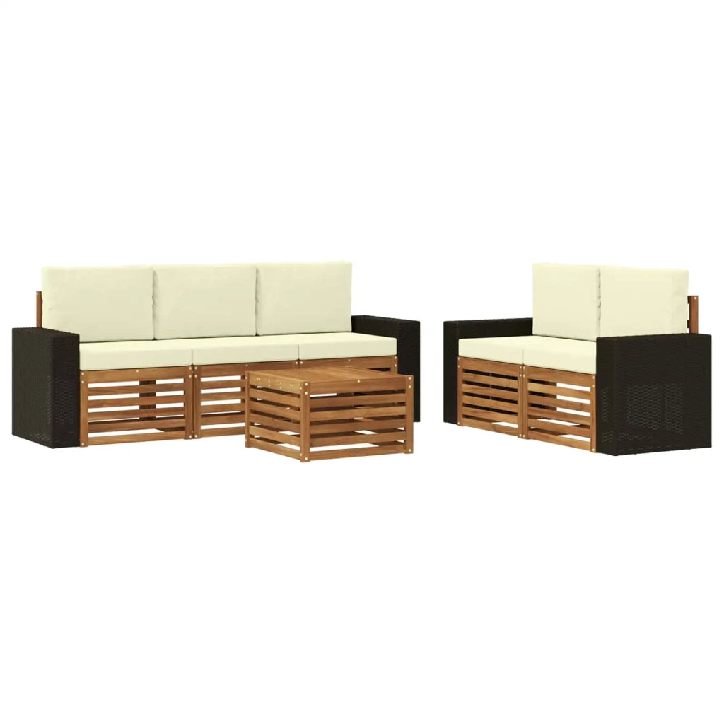Set di divani da esterno 6 pz Naturale e Crema 3384031