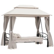 Letto a Baldacchino con Gazebo e Zanzariera ¨C Zephmum ¨C 256x172x248 cm Crema