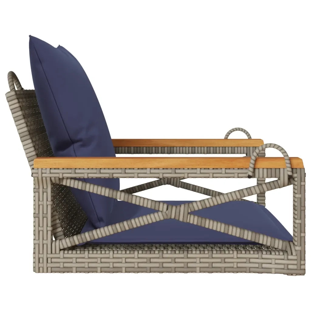 Panchina Dondolo con Cuscini Grigia 63x62x40 cm in Polyrattan 368177