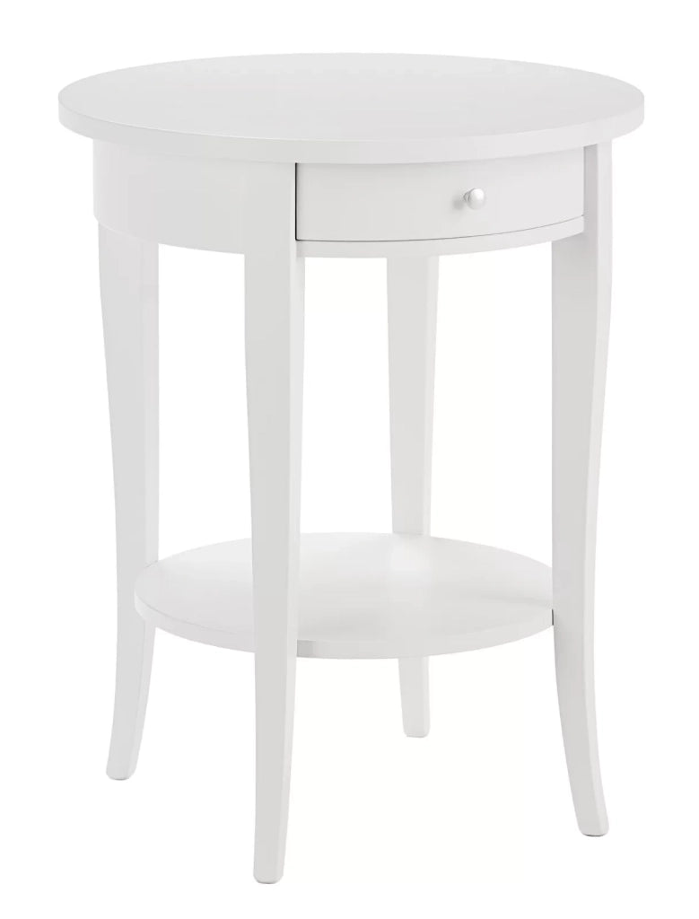 Tavolino rotondo classico legno bianco 50x50x62