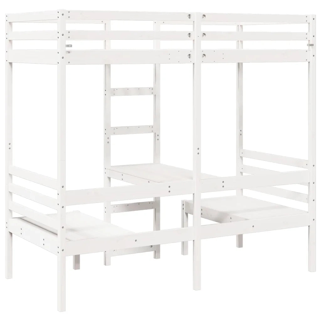 Giroletto Soppalco con Scrivania e Sedie Bianco 75x190cm Pino