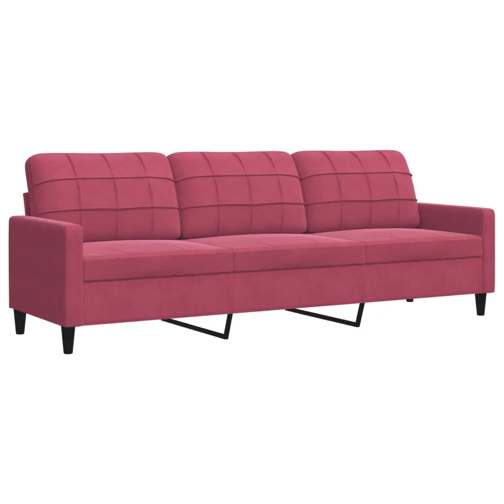 Set di Divani 2 pz con Cuscini Rosso Vino in Velluto