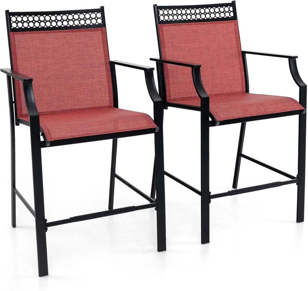 Set di 2 sedie da giardino, sgabello da bar con portata fino a 180 kg, sedie da bistrot con poggiapiedi, per giardino, cortile, patio (blu)