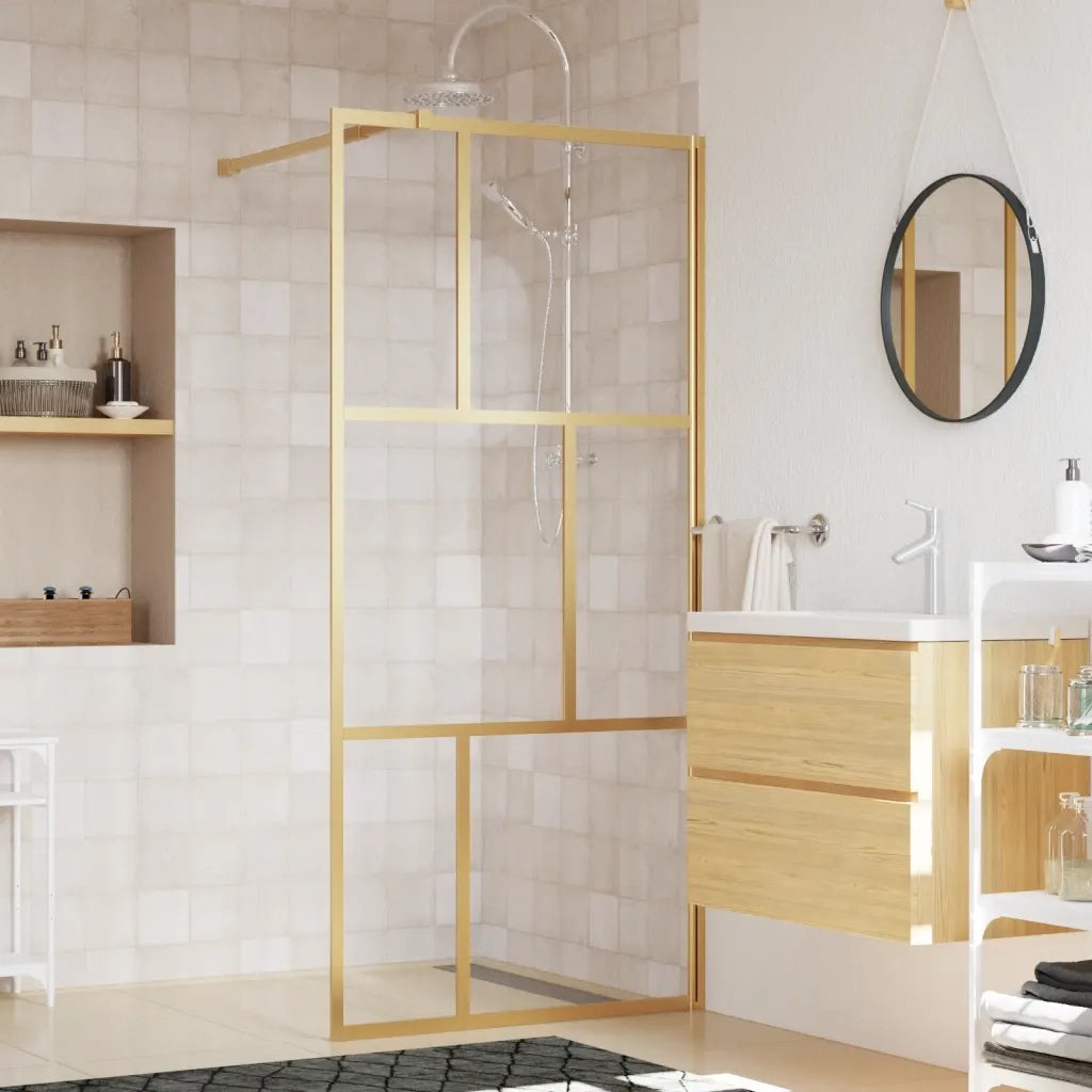 Parete per Doccia Walk-in Vetro Trasparente ESG 90x195 cm Oro 154955