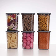 Set di Contenitori Opacchi con Coperchi [1000ml - Set da 6] Grigio Scuro - Stivabile & Spazievitore per la Cucina, Conservazione dei Fiori, Contenitore di Cibo, Contenitore di Archiviazione, Scatola di Archiviazione