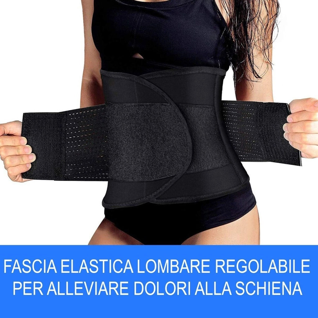 FASCIA ELASTICA LOMBARE REGOLABILE POSTURALE TUTORE SCHIENA NEOPRENE 23X100CM L