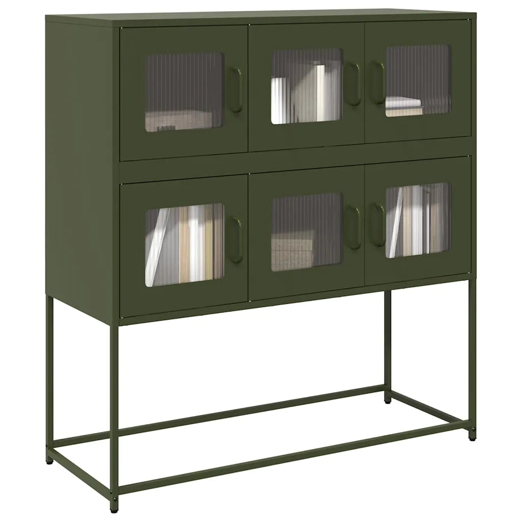 Credenza Verde Oliva 100,5x39x107 cm Acciaio Laminato a Freddo
