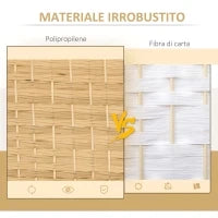 Paravento a 3 Ante Pieghevole per Interni Autoportante e Intrecciato, 135x180 cm, color Legno