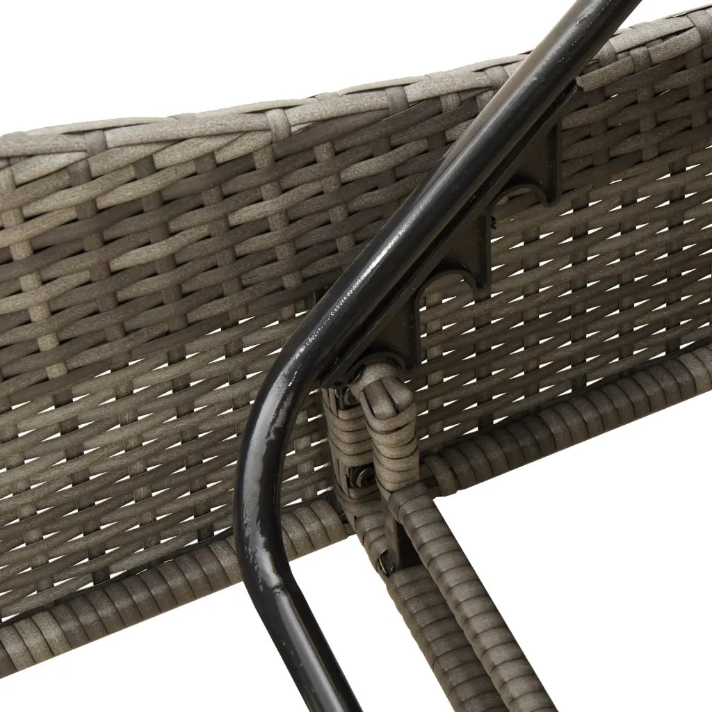 Lettino Prendisole | Sdraio da giardino | Lettino da sole con Cuscino Grigio 60x205x73 cm Polyrattan