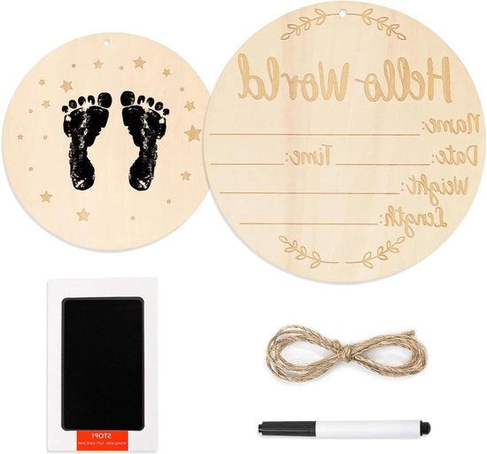 Bord di Benvenuto per Neonati in Legno - Insieme alle Dita e ai Piedi - Kit di Fotografia per Prop - Decorazione Unica per Neonati