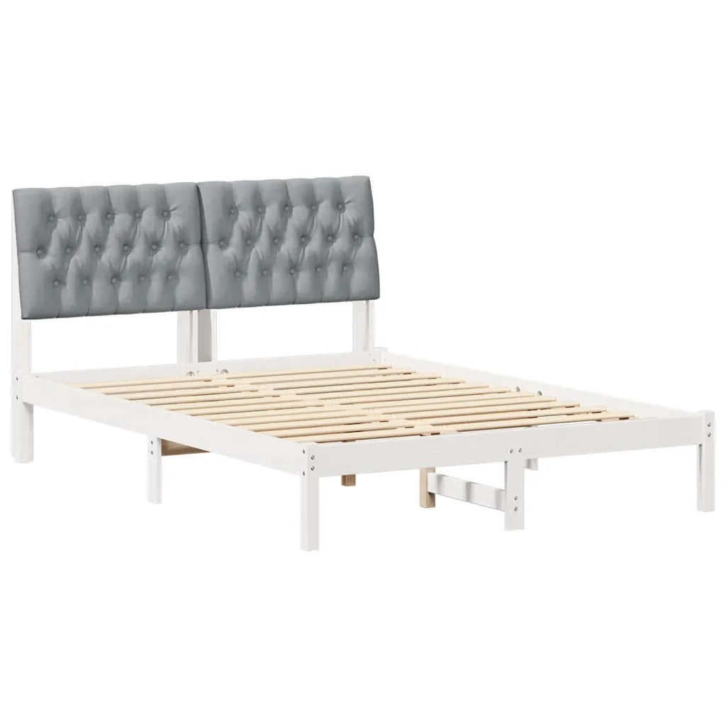 Letto con Testiera Rivestita con testiera Bianco 150 x 200 cm 3394397