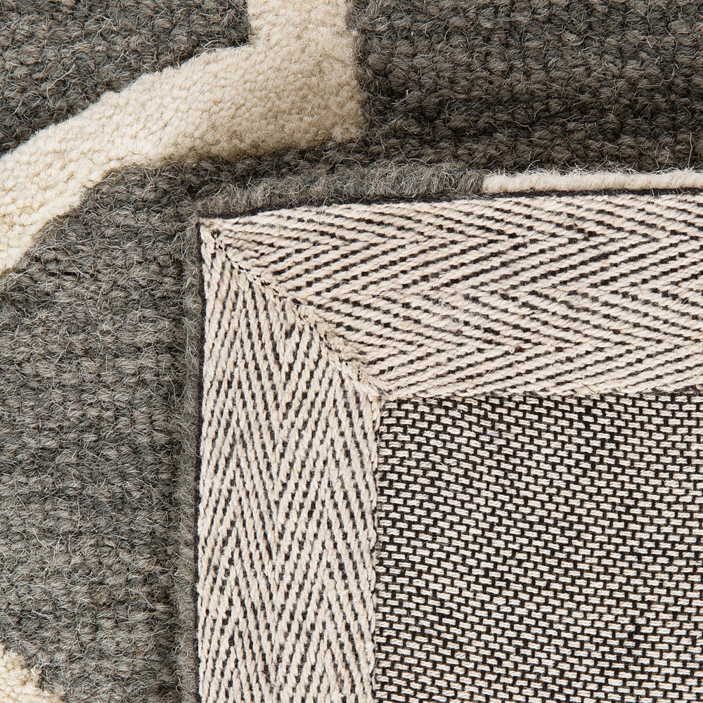 Tappeto Grigio Lana 140 x 200 cm Traliccio Quadrifoglio Trapuntato a Mano Orientale Trifoglio Marocchino