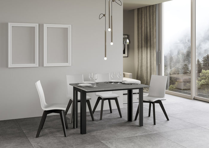 Tavolo Salvaspazio Allungabile 120/200x45/90x80/80 Tavolo Linea Double Cemento