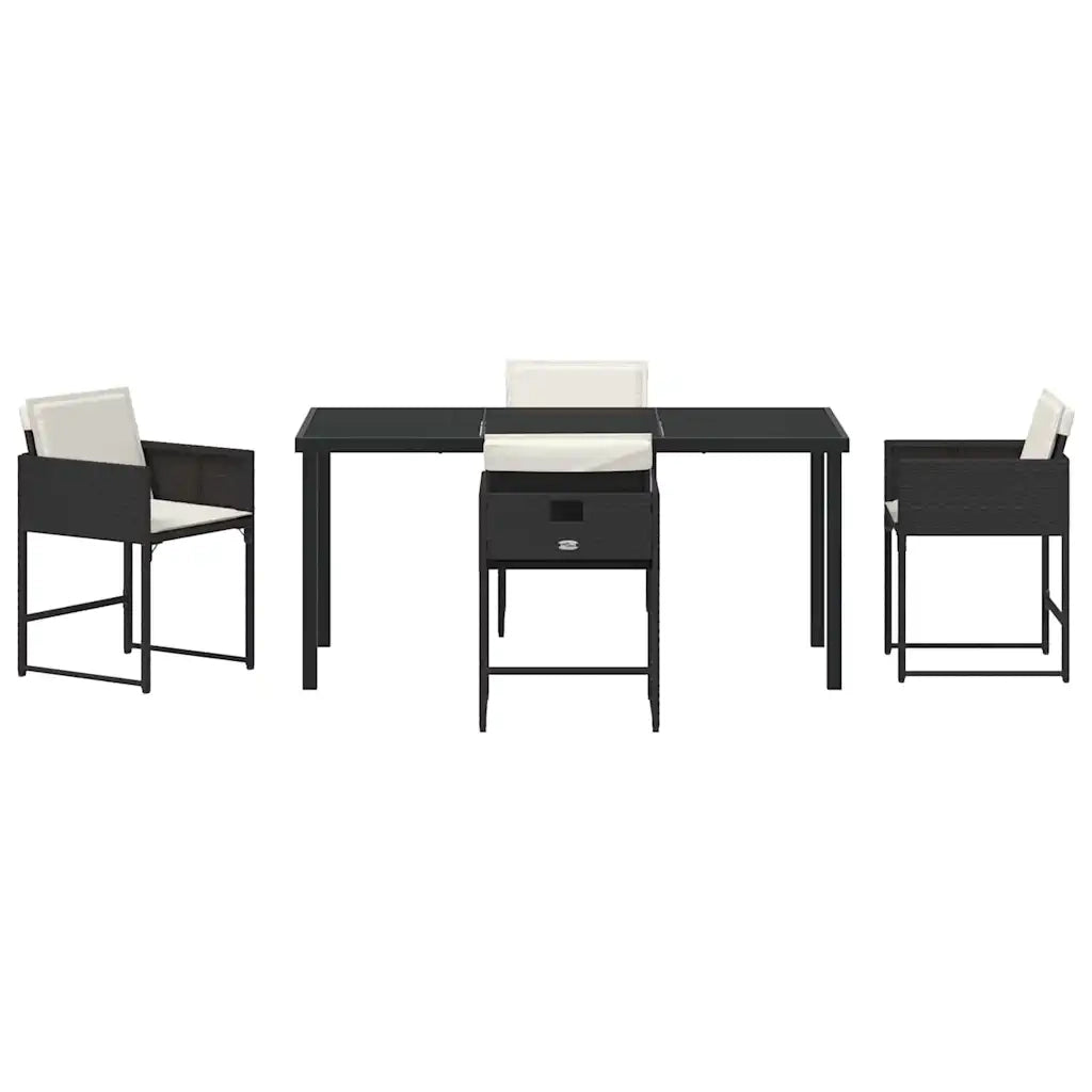 Set da Pranzo per Giardino 5 pcs Nero polyrattan 3380715