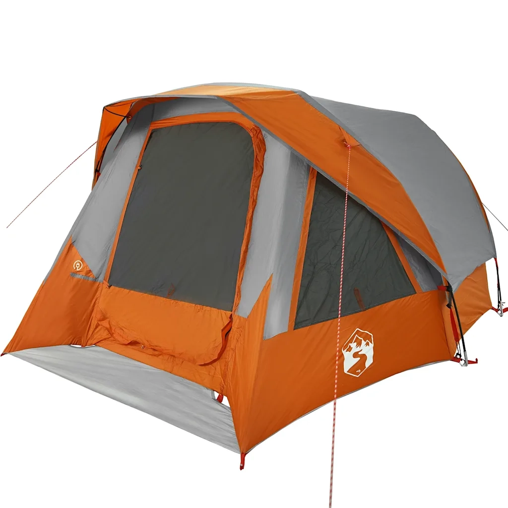 Tenda Familiare Cabina 6 Persone Grigia Arancione Impermeabile 4100669