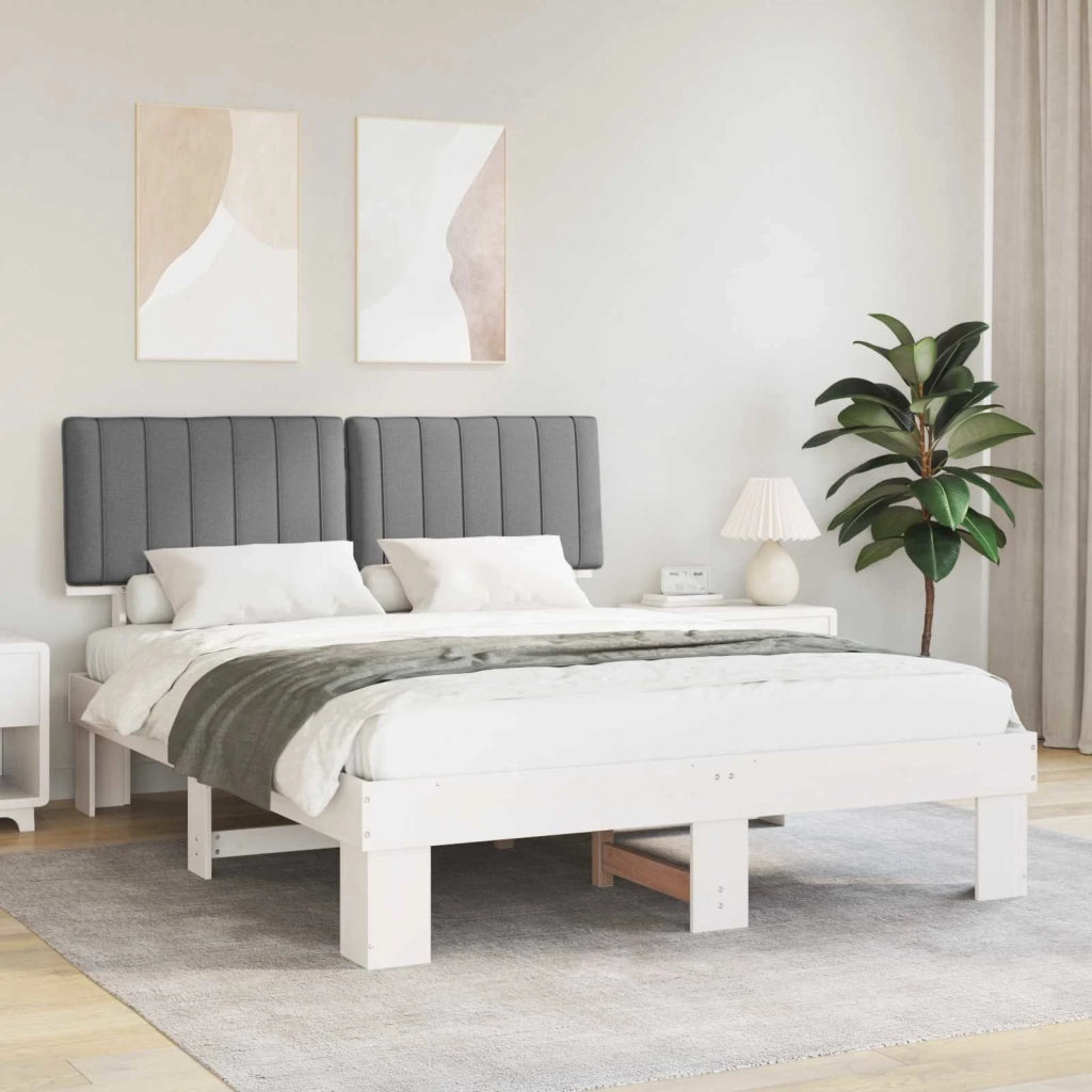 Letto con Testiera Rivestita Grigio chiaro 150 x 200 cm