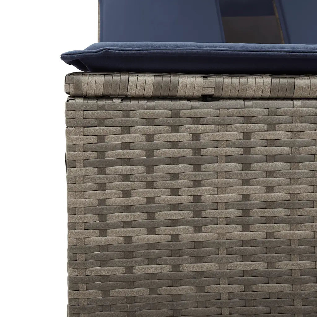 vidaXL Lettino prendisole doppio con baldacchino e cuscini grigio in polyrattan