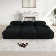 Set divano 3 posti + 3 pouf - Xylo - Velluto costato, braccioli XL, imbottitura 32D, nero
