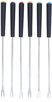 Set di forchette per fonduta 6 pezzi - Acciaio inossidabile - Lunghezza 23 cm - Resistente alla corrosione - Adatto per fonduta di cioccolato/frutta/ formaggio - Peso 79 g - Set di forchette