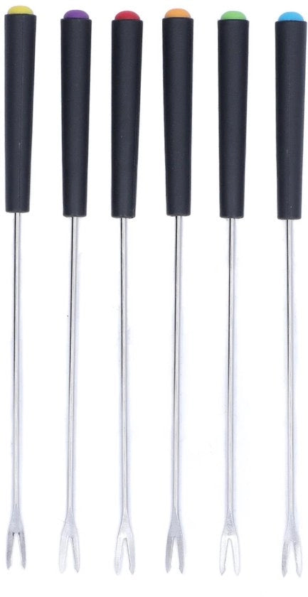 Set di forchette per fonduta 6 pezzi - Acciaio inossidabile - Lunghezza 23 cm - Resistente alla corrosione - Adatto per fonduta di cioccolato/frutta/ formaggio - Peso 79 g - Set di forchette